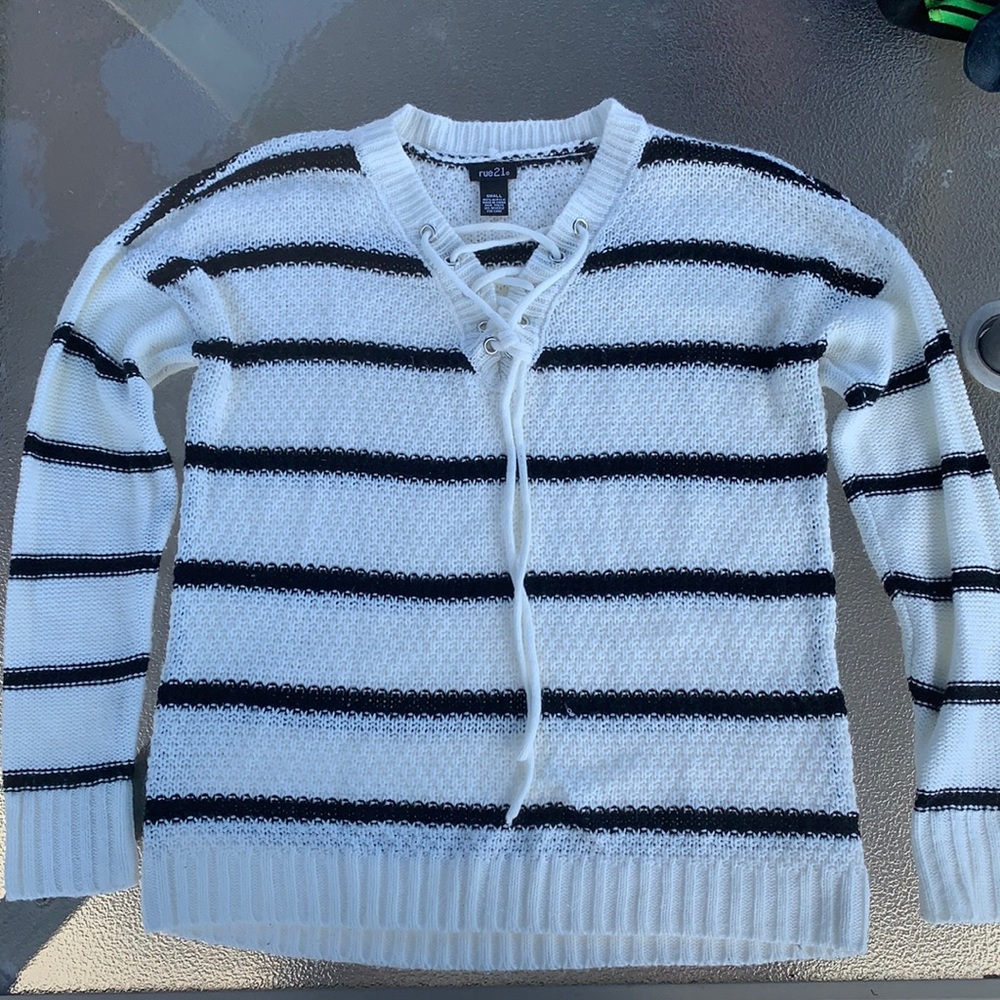 Black and White Striped Sweater